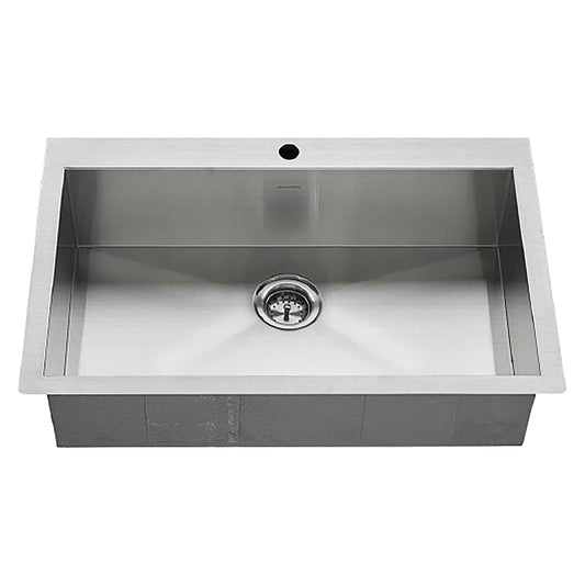 AMERICAN-STANDARD 18SB.9332211.075, Edgewater 33 x 22-Inch Stainless Steel 1-Hole Dual Mount Single-Bowl Kitchen Sink in Stainless Stl