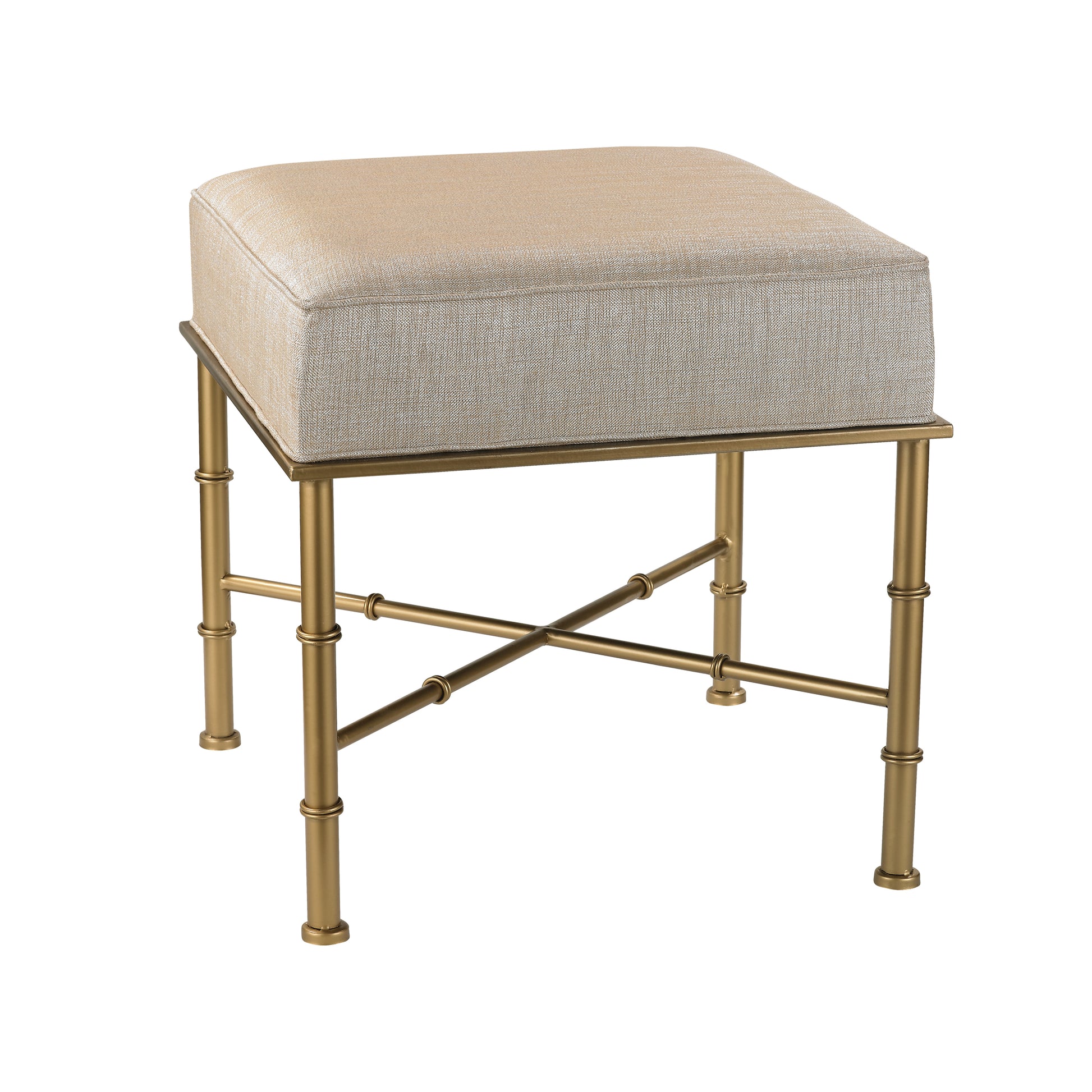 MARKETPLACE 180-014 Gold Cane Stool - Metallic Cream