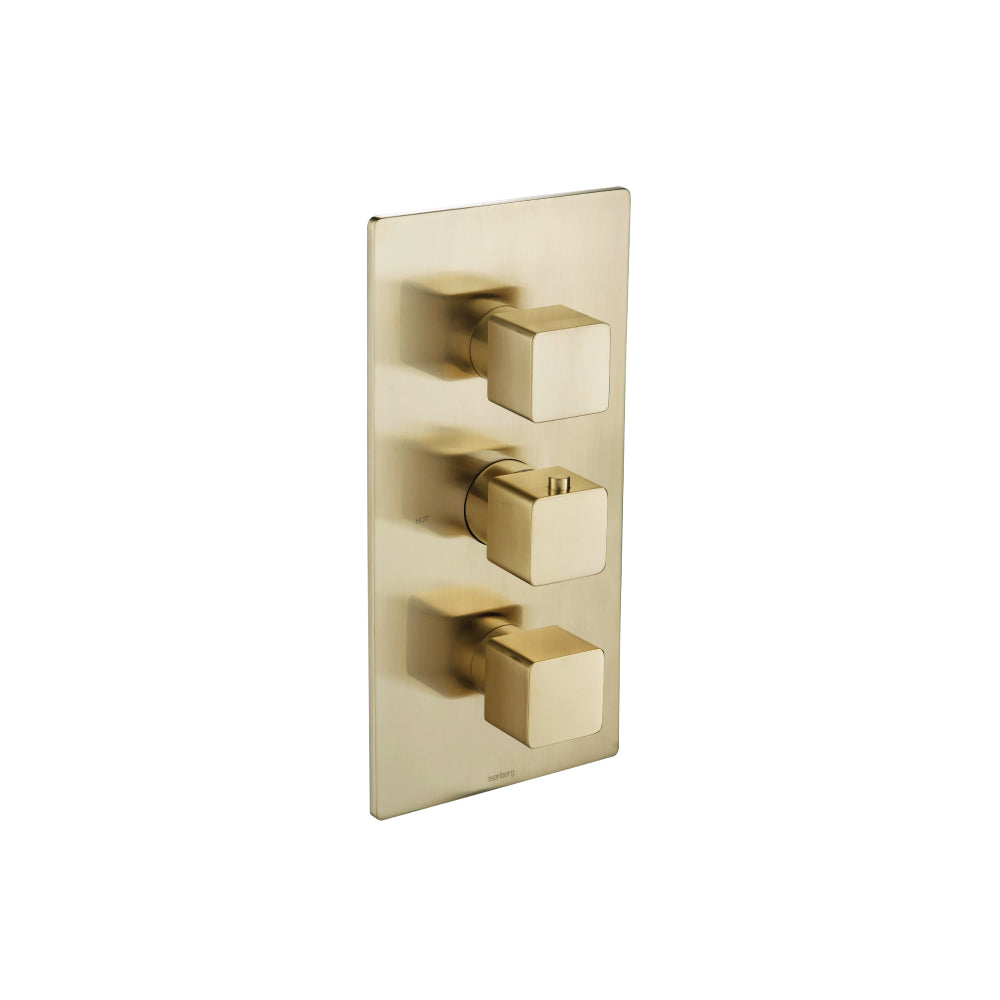 ISENBERG 196.4401SB Satin Brass PVD Serie 196 3/4" Thermostatic Valve and Trim - 2 Outputs