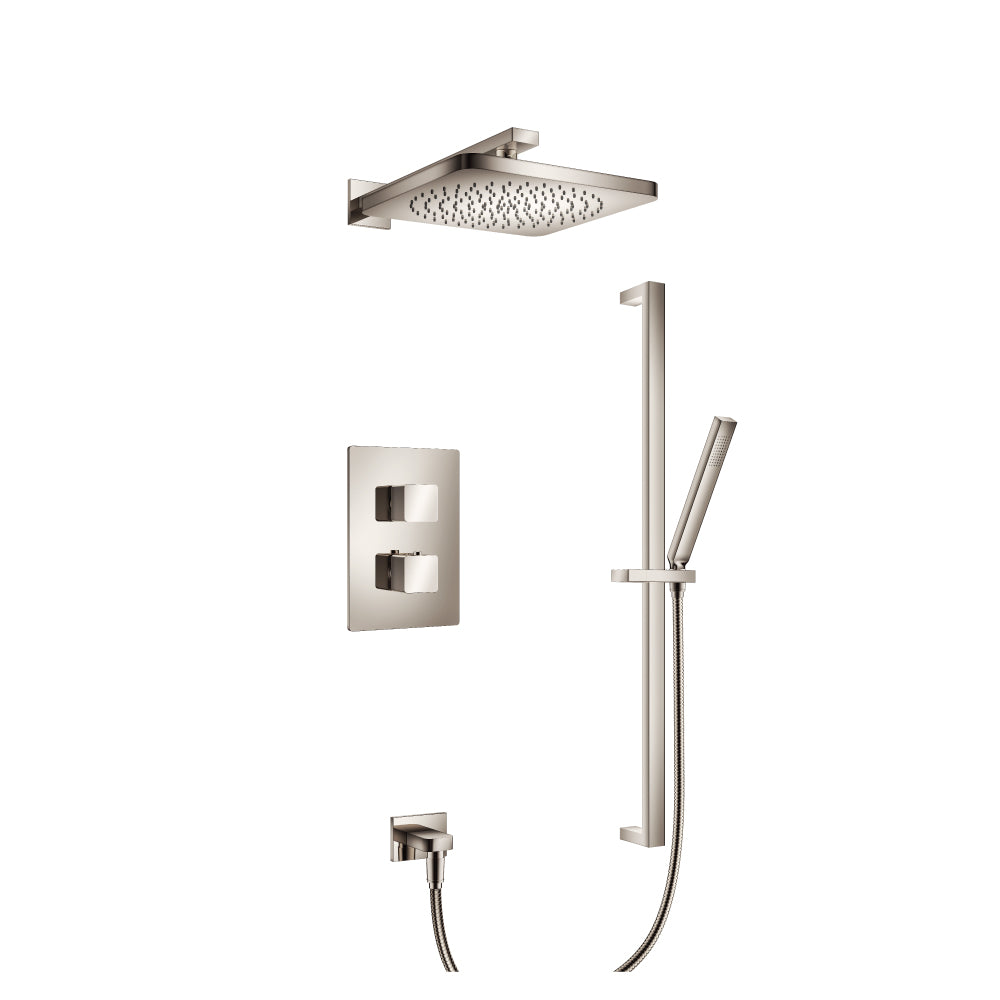 ISENBERG 196.7100PN Polished Nickel PVD Serie 196 Two Output Shower Set With Shower Head, Hand Held And Slide Bar