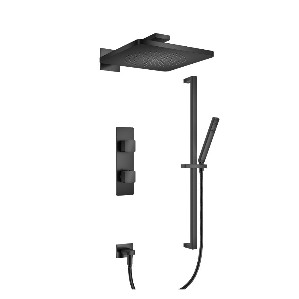 ISENBERG 196.7300MB Matte Black Serie 196 Two Output Shower Set With Shower Head, Hand Held And Slide Bar
