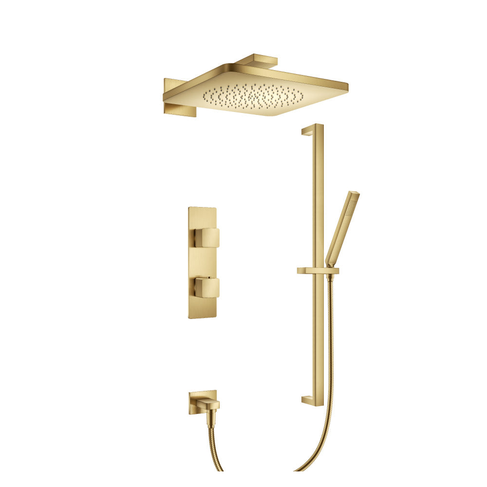 ISENBERG 196.7300SB Satin Brass PVD Serie 196 Two Output Shower Set With Shower Head, Hand Held And Slide Bar