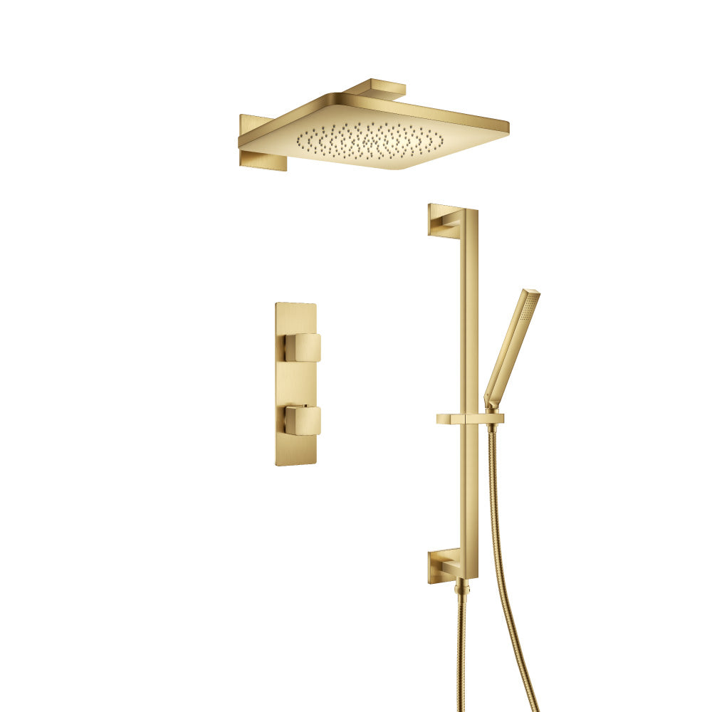 ISENBERG 196.7350SB Satin Brass PVD Serie 196 Two Output Shower Set With Shower Head, Hand Held And Slide Bar