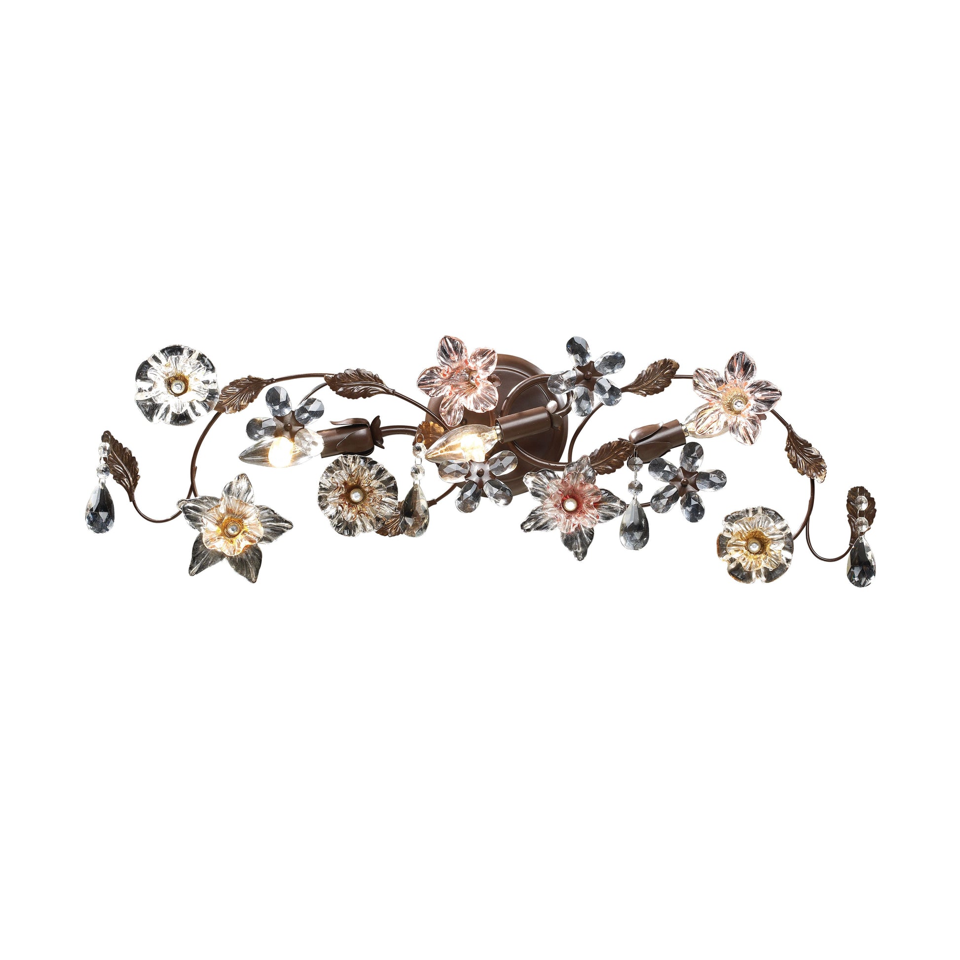 ELK SHOWROOM 20075/3 Cristallo Fiore 30'' Wide 3-Light Vanity Light - Deep Rust