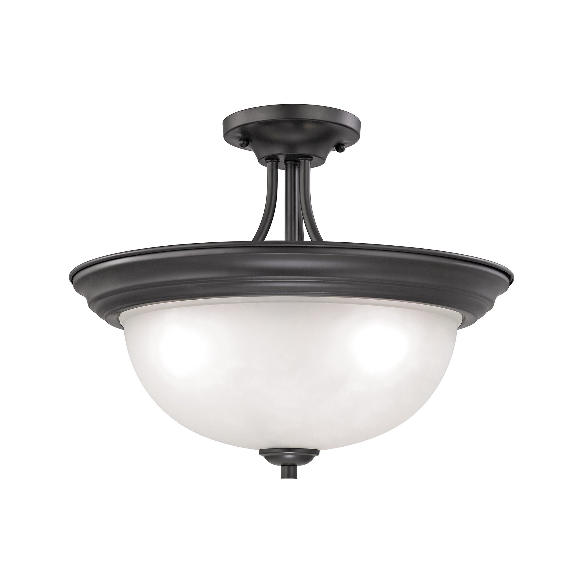 THOMAS 2103SF/10 Bristol Lane 3-Light Semi Flush Mount in Oil Rubbed Bronze with White Glass