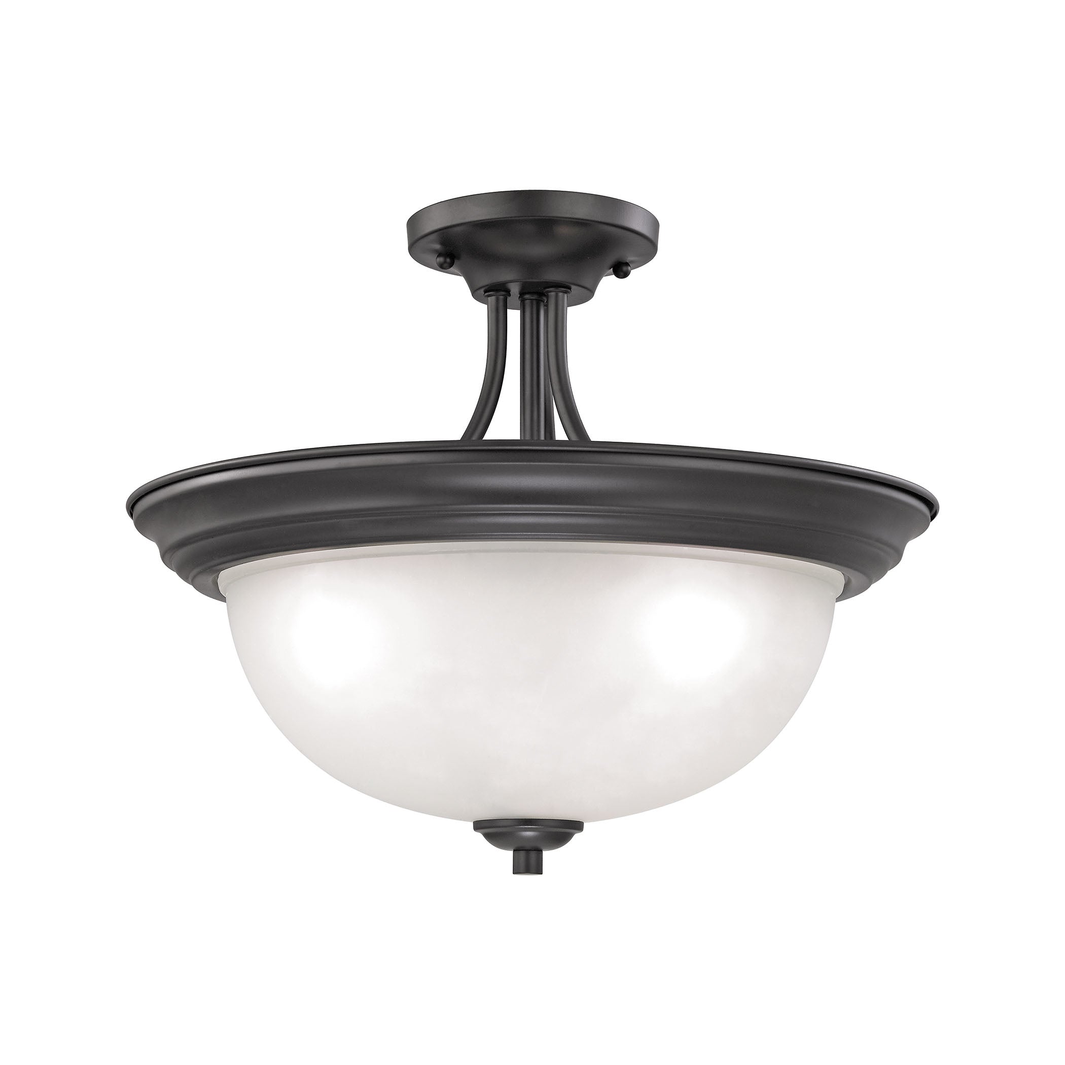 THOMAS 2103SF/10 Bristol Lane 3-Light Semi Flush Mount in Oil Rubbed Bronze with White Glass
