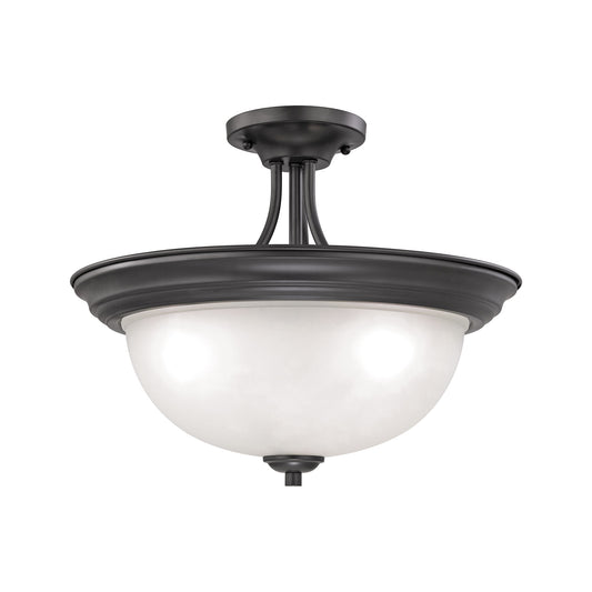 THOMAS 2103SF/10 Bristol Lane 3-Light Semi Flush Mount in Oil Rubbed Bronze with White Glass