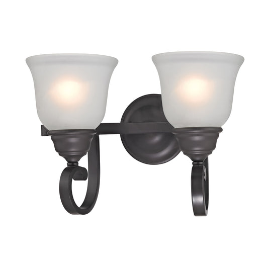 THOMAS 2302BB/10 Hamilton 2-Light Vanity Light in Oil Rubbed Bronze with White Glass