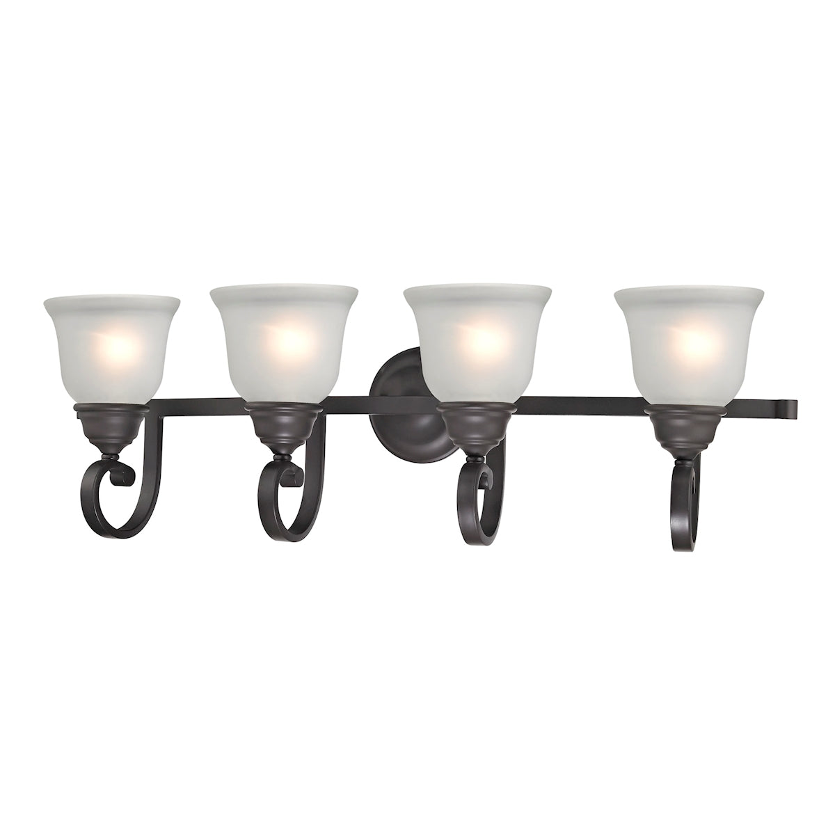 THOMAS 2304BB/10 Hamilton 4-Light Vanity Light in Oil Rubbed Bronze with White Glass