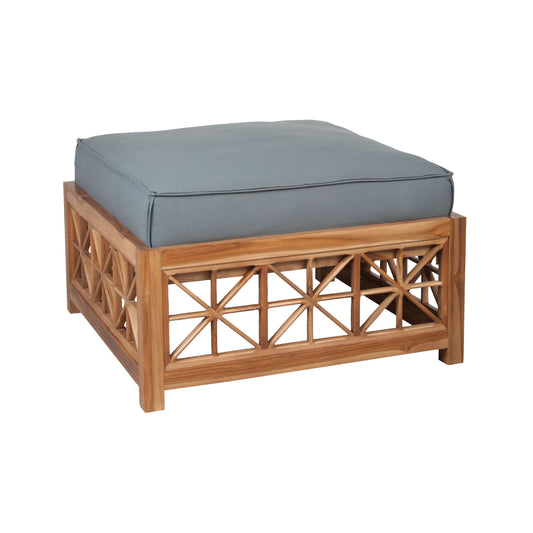 ELK SIGNATURE 2317001GO Teak Lattice Square Ottoman Cushion - Gray