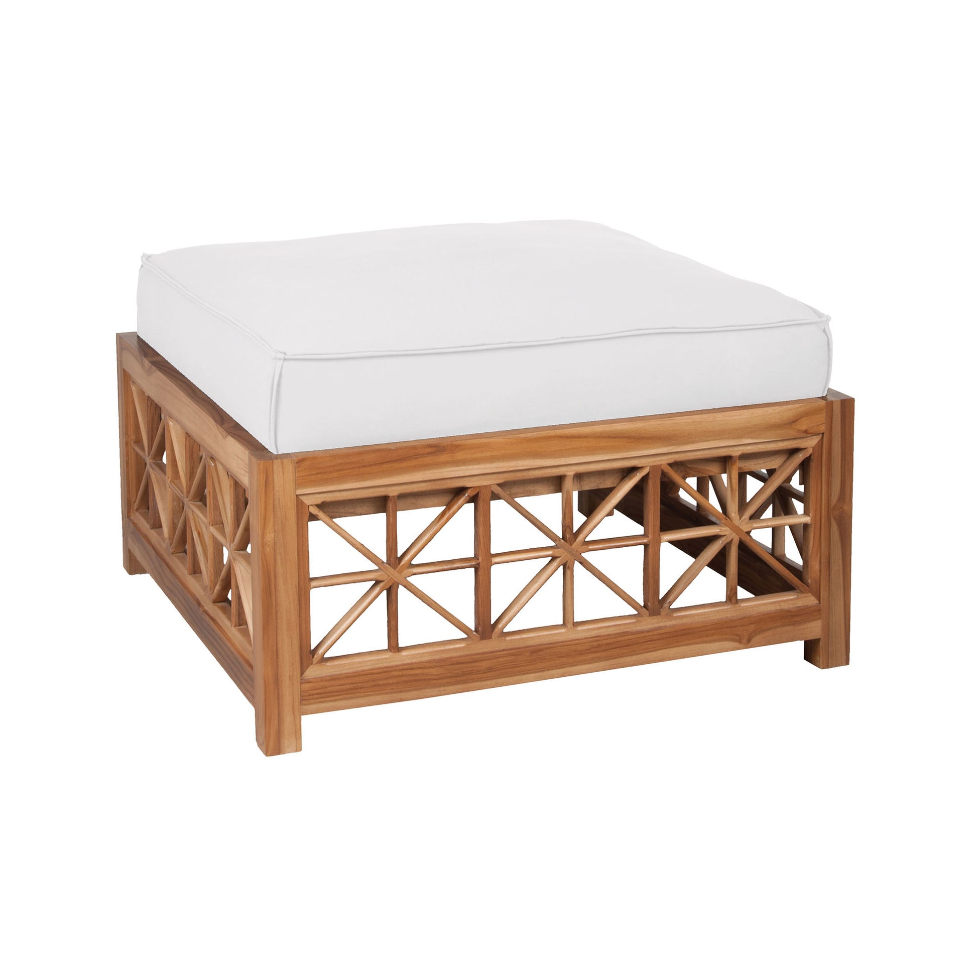 ELK SIGNATURE 2317001WO Teak Lattice Square Ottoman Cushion - White