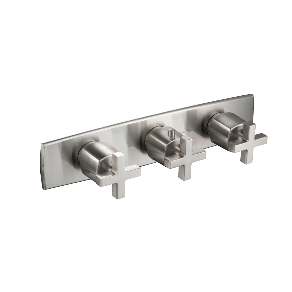 ISENBERG 240.2715BN Brushed Nickel PVD Serie 240 3/4" Horizontal Thermostatic Valve with 2 Volume Controls &  Trim