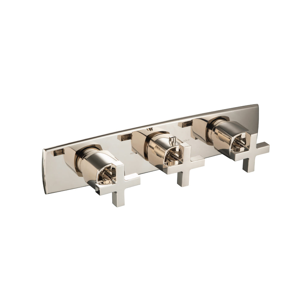 ISENBERG 240.2715TPN Polished Nickel PVD Serie 240 Trim For Horizontal Thermostatic Valve with 2 Volume Controls