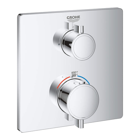 GROHE 24110000 Grohtherm Chrome Single Function 2-Handle Thermostatic Valve Trim