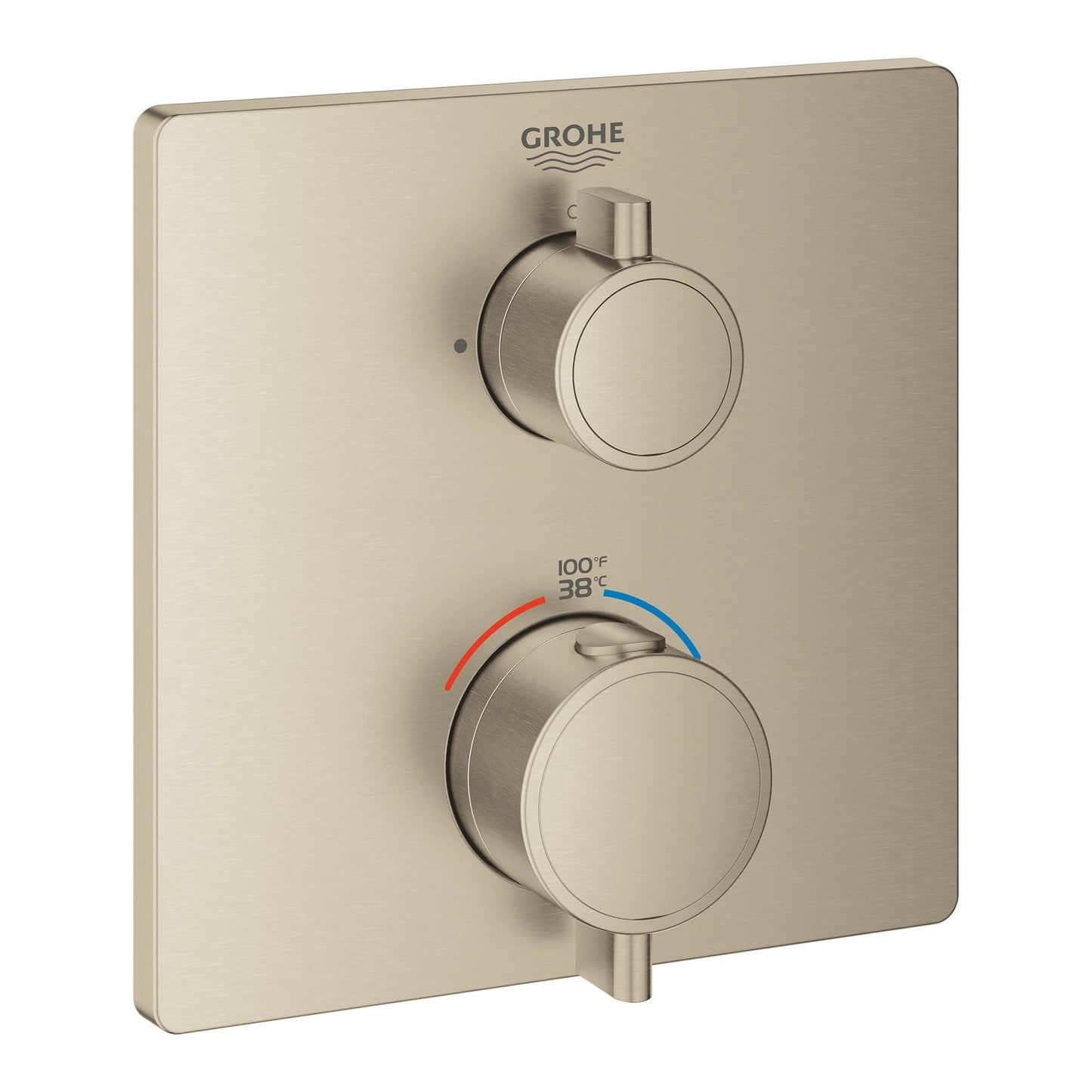 GROHE 24110EN0 Grohtherm Brushed Nickel Single Function 2-Handle Thermostatic Valve Trim