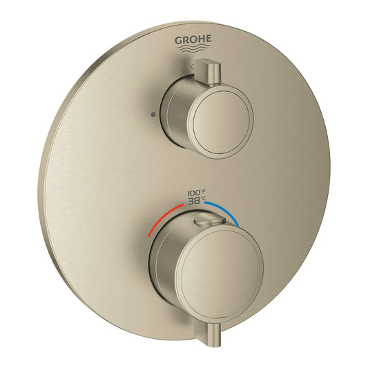 GROHE 24133EN0 Grohtherm Brushed Nickel Dual Function 2-Handle Thermostatic Valve Trim