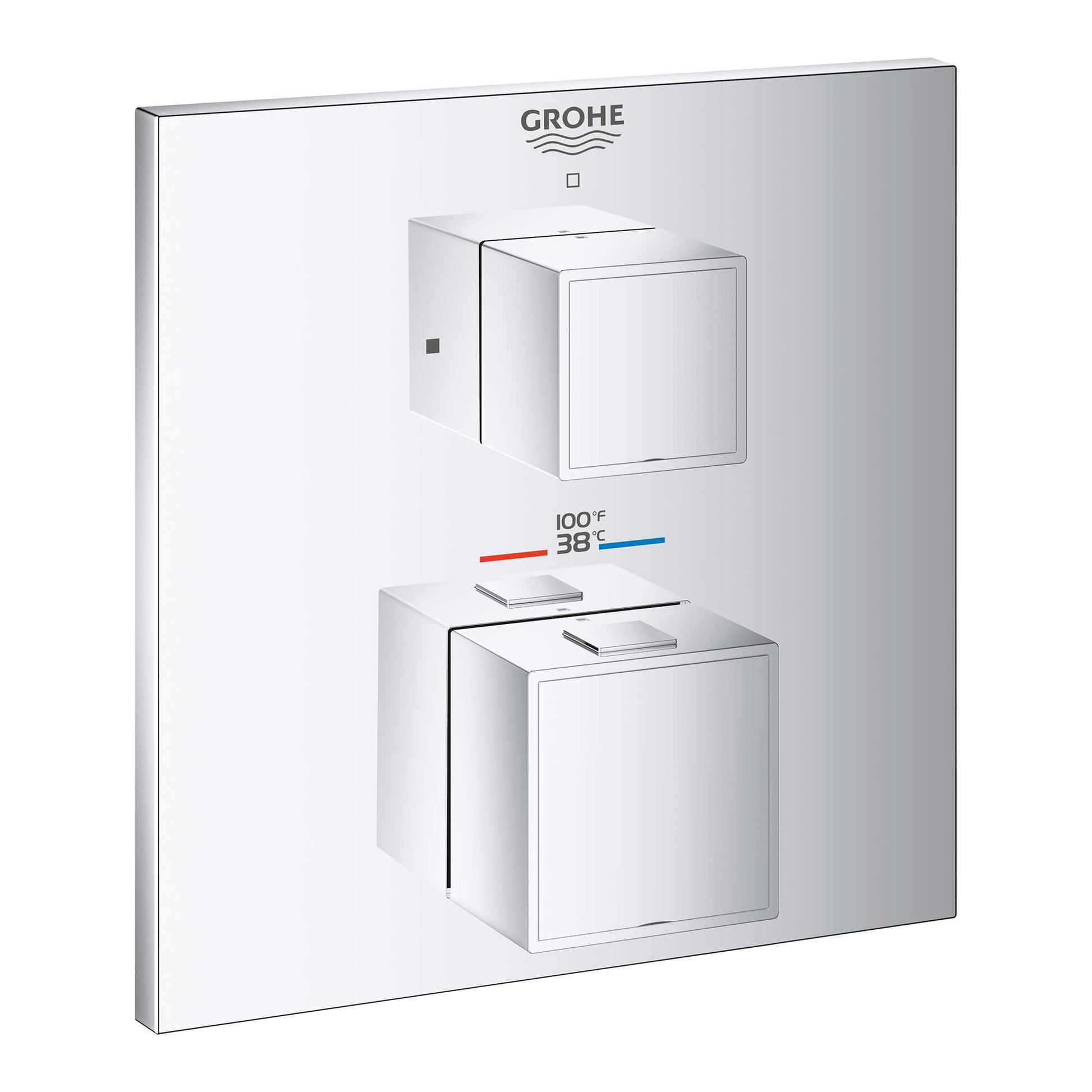 GROHE 24157000 Grohtherm Chrome Single Function 2-Handle Thermostatic Valve Trim