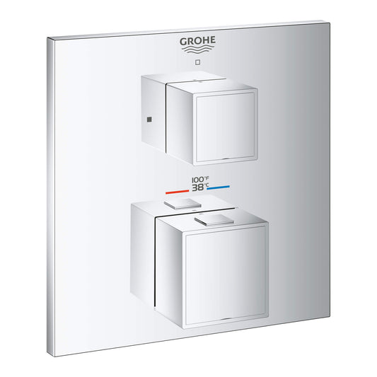 GROHE 24158000 Grohtherm Chrome Dual Function 2-Handle Thermostatic Valve Trim