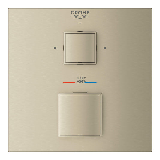 GROHE 24158EN0 Grohtherm Brushed Nickel Dual Function 2-Handle Thermostatic Valve Trim