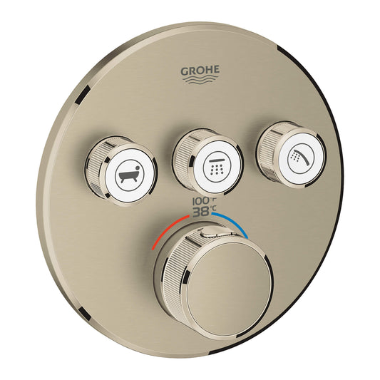 GROHE 29138EN0 Grohtherm Brushed Nickel Triple Function Thermostatic Valve Trim