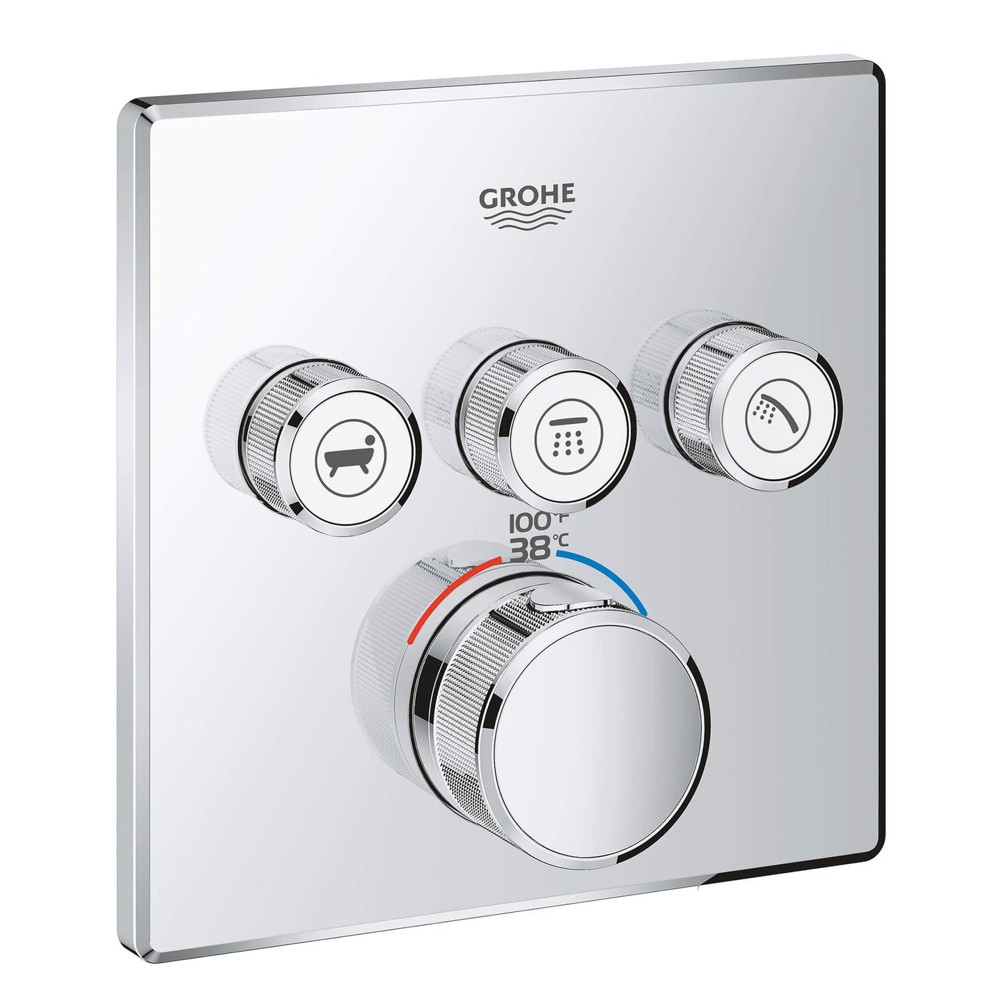 GROHE 29142000 Grohtherm Chrome Triple Function Thermostatic Valve Trim