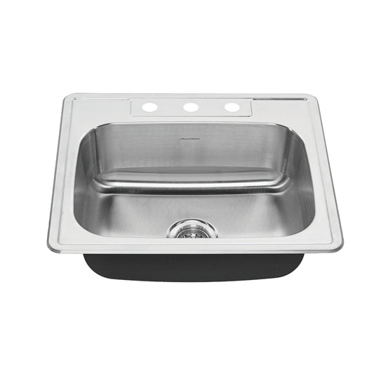 AMERICAN-STANDARD 20SB.8252283S.075, Colony 25 x 22-Inch Stainless Steel 3-Hole Topmount Single-Bowl Kitchen Sink in Stainless Stl
