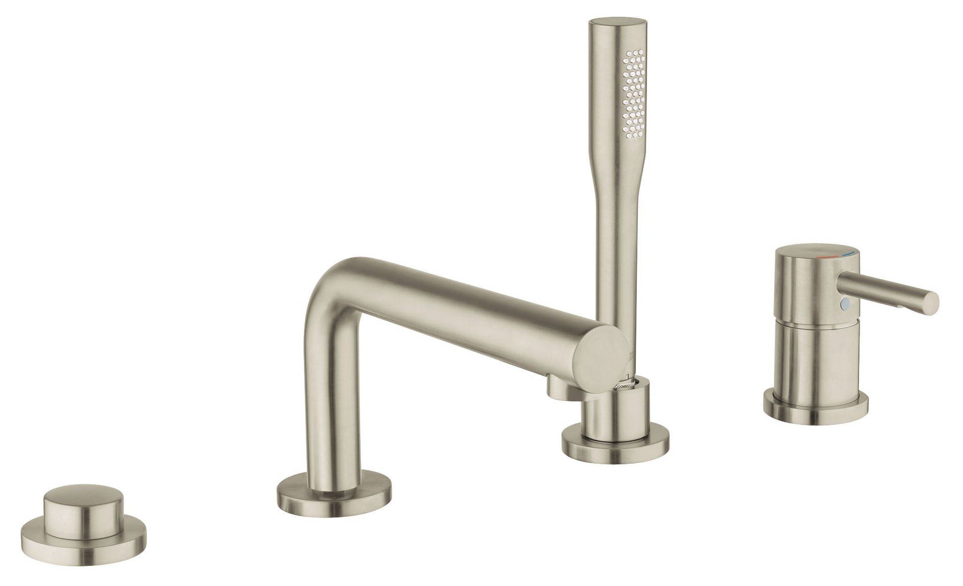 GROHE 19578ENA Essence New Brushed Nickel 4-Hole Single-Handle Deck Mount Roman Tub Faucet with 1.75 GPM Hand Shower