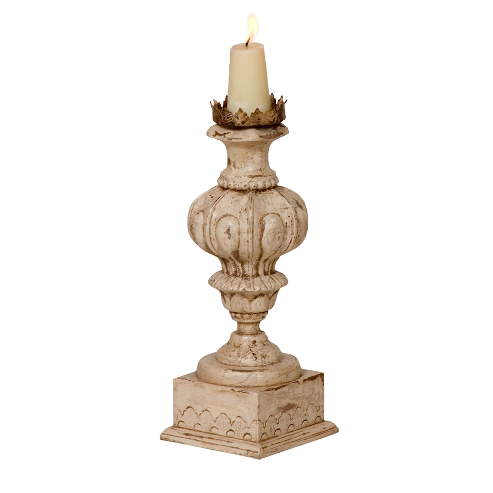 ELK SIGNATURE 307507 CARVED CANDLE STAND - Crossroads Rosa