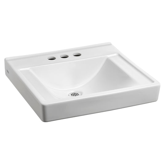 AMERICAN-STANDARD 9024904EC.020, Decorum Wall-Hung EverClean Sink Less Overflow With 4-Inch Centerset in White