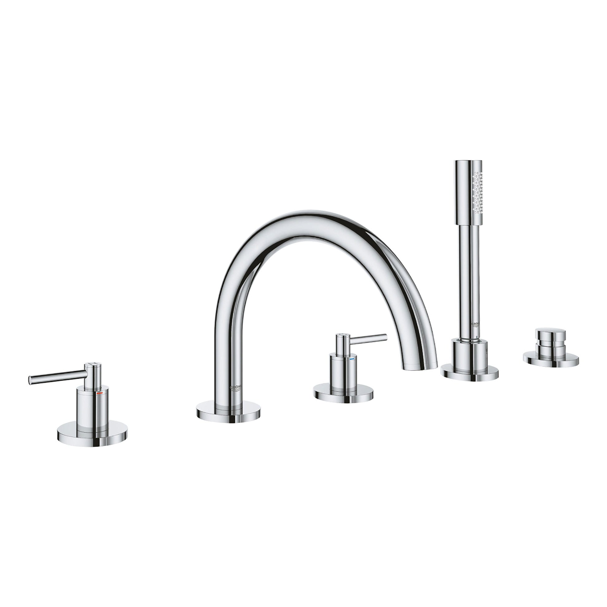 GROHE 25049003 Atrio New Chrome 5-Hole 2-Handle Deck Mount Roman Tub Faucet with 1.75 GPM Hand Shower