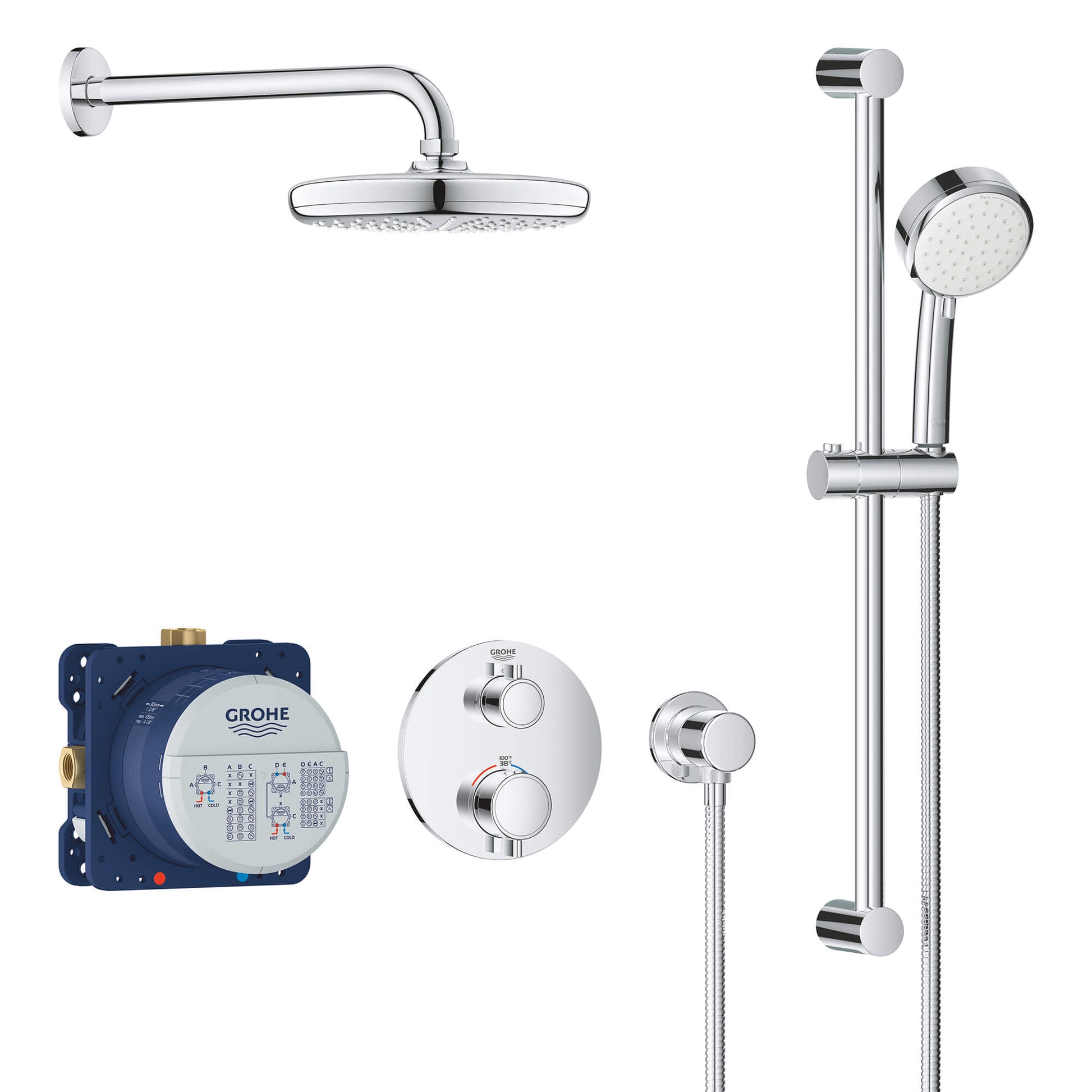GROHE 34745000 Grohtherm Chrome Shower Set. 1.75gpm