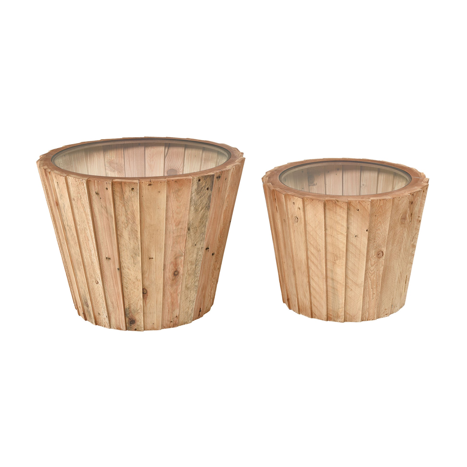 ELK STUDIO 351-10738/S2 Aviation Accent Tables in Natural Wood and Clear (Set of 2)