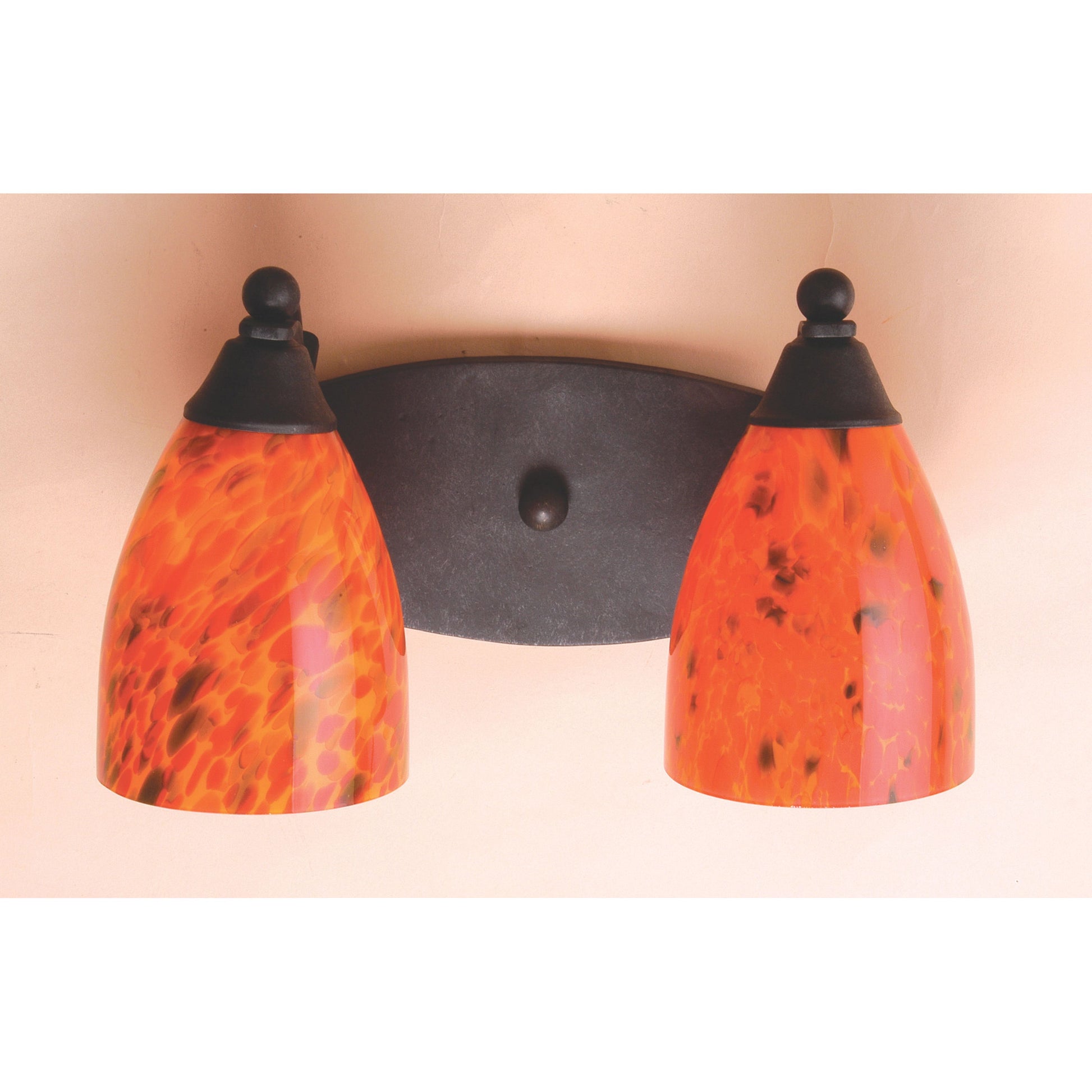 ELK SHOWROOM 411-2FR Classico 14'' Wide 2-Light Vanity Light - Dark Rust with Fire Red Glass