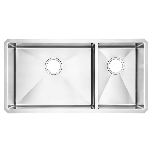 AMERICAN-STANDARD 18CR.9351800.075, Pekoe 35 x 18-Inch Stainless Steel Undermount Double-Bowl Kitchen Sink in Stainless Stl
