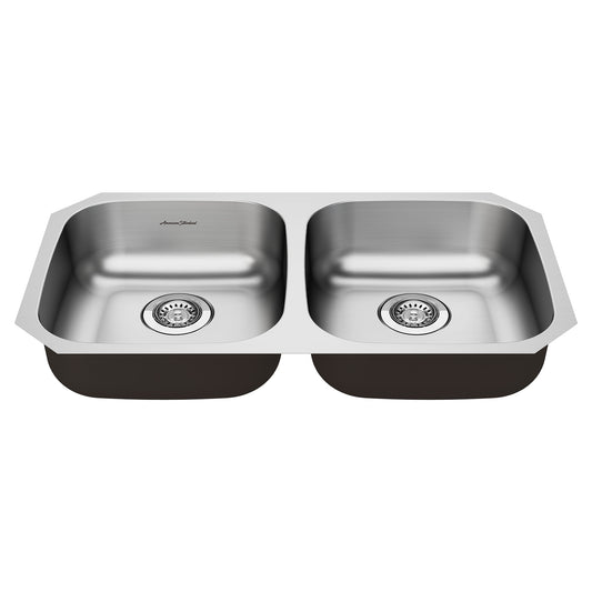 AMERICAN-STANDARD 18DB6311800S.075, Portsmouth 32 x 18-Inch Stainless Steel Undermount Double-Bowl ADA Kitchen Sink in Stainless Stl