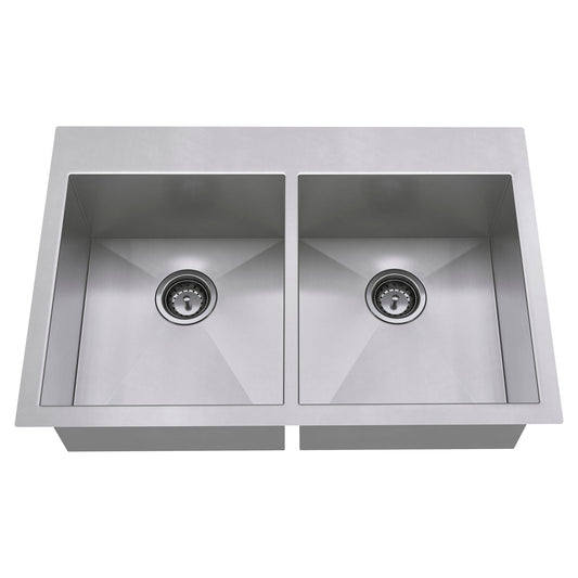AMERICAN-STANDARD 18DB.9332211.075, Edgewater 33 x 22-Inch Stainless Steel 1-Hole Dual Mount Double-Bowl Kitchen Sink in Stainless Stl