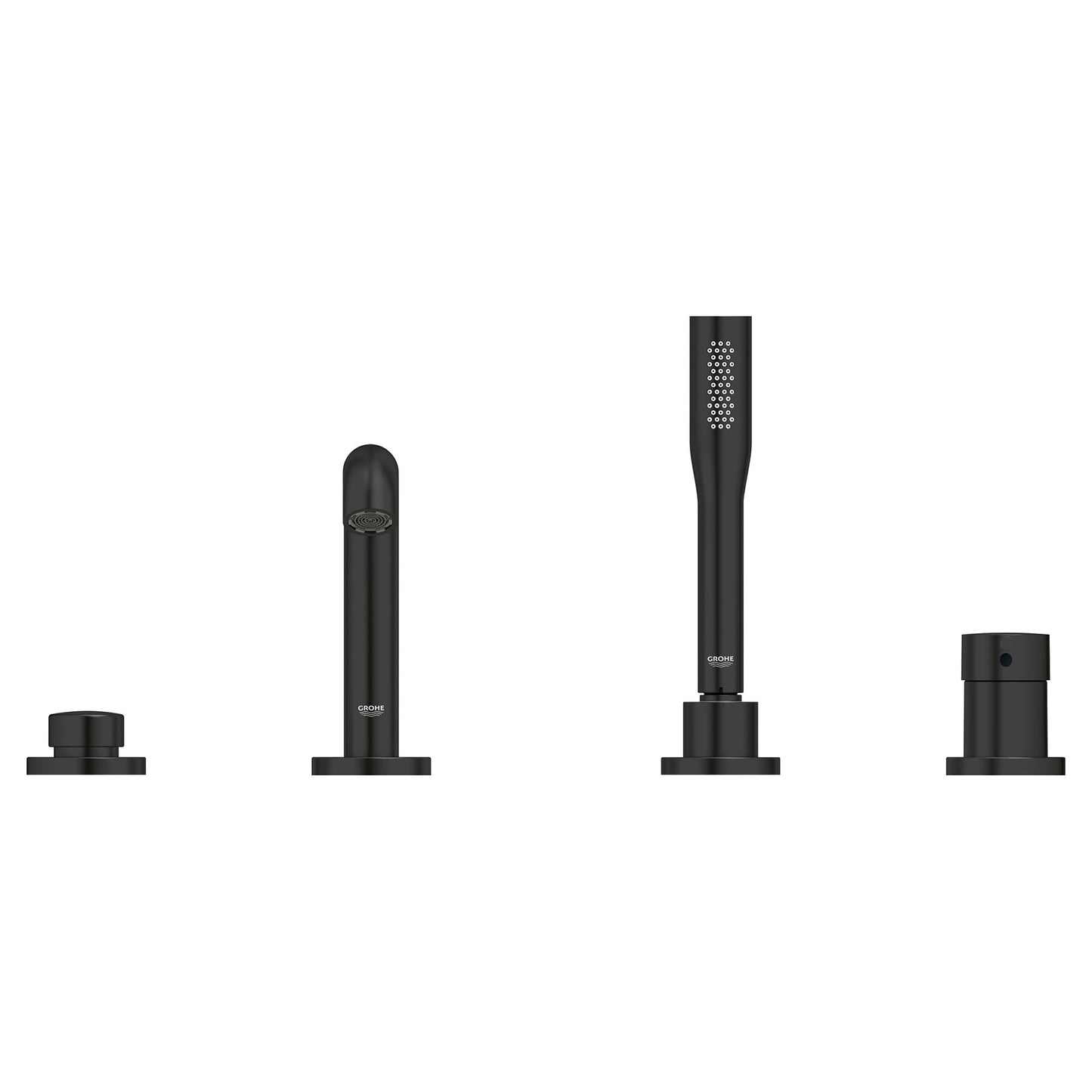 GROHE 195782431 4-Hole Single-Handle Deck Mount Roman Tub Faucet with 1.75 GPM Hand Shower , Matte Black
