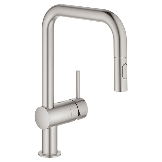 GROHE 32319DC3 Minta Supersteel Single-Handle Pull Down Kitchen Faucet Dual Spray 1.75 GPM