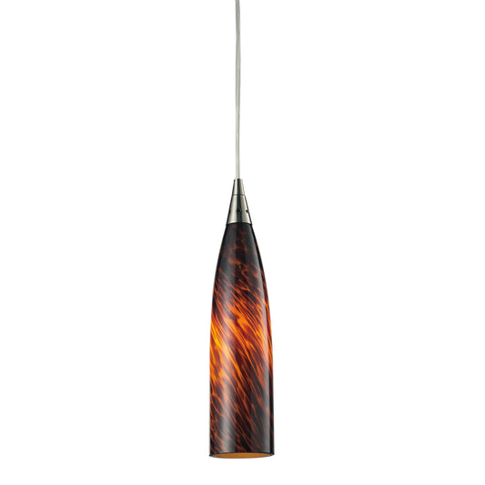 ELK SHOWROOM 501-1ES Lungo 3'' Wide 1-Light Pendant - Satin Nickel with Espresso Glass