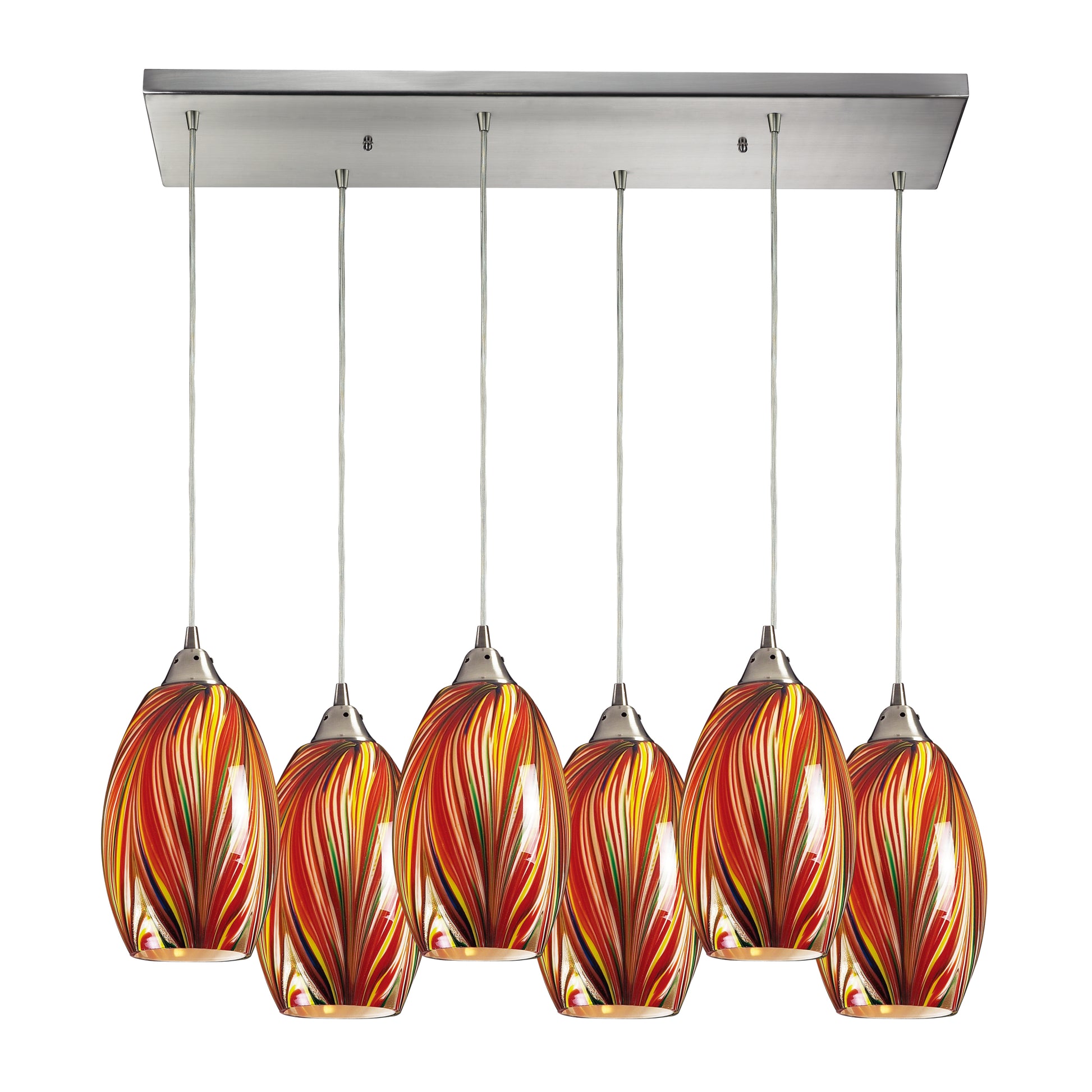 ELK SHOWROOM 517-6RC-M Mulinello 30'' Wide 6-Light Pendant - Satin Nickel