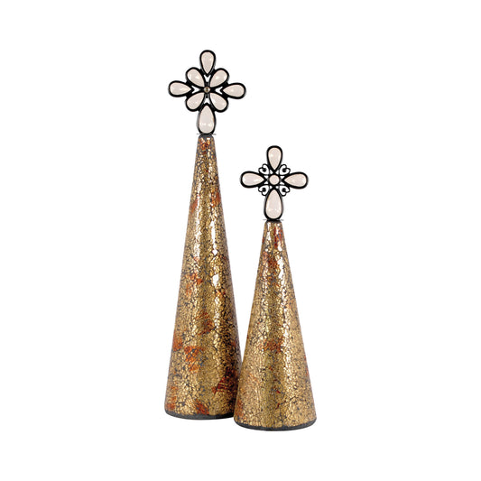 ELK STUDIO 519215 Montage Christmas Trees Gold (Set of 2)