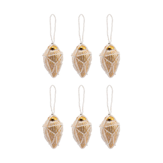 ELK STUDIO 519277/S6 Beaded Ornament Conical (Set of 6)