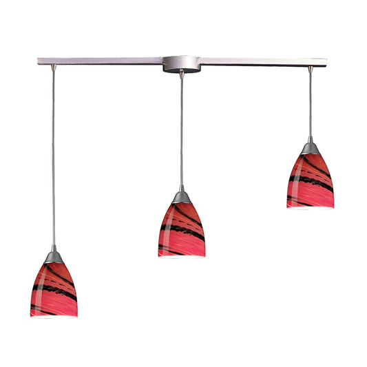 ELK SHOWROOM 527-3L-A Pierra 36'' Wide 3-Light Pendant - Satin Nickel with Autumn Glass