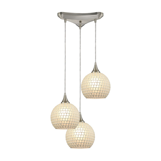 ELK SHOWROOM 529-3WHT Fusion 12'' Wide 3-Light Multi Pendant - Satin Nickel