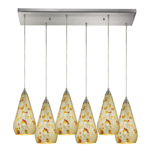 ELK SHOWROOM 546-6RC-SLVM-CRC Curvalo 9'' Wide 6-Light Mini Pendant - Satin Nickel