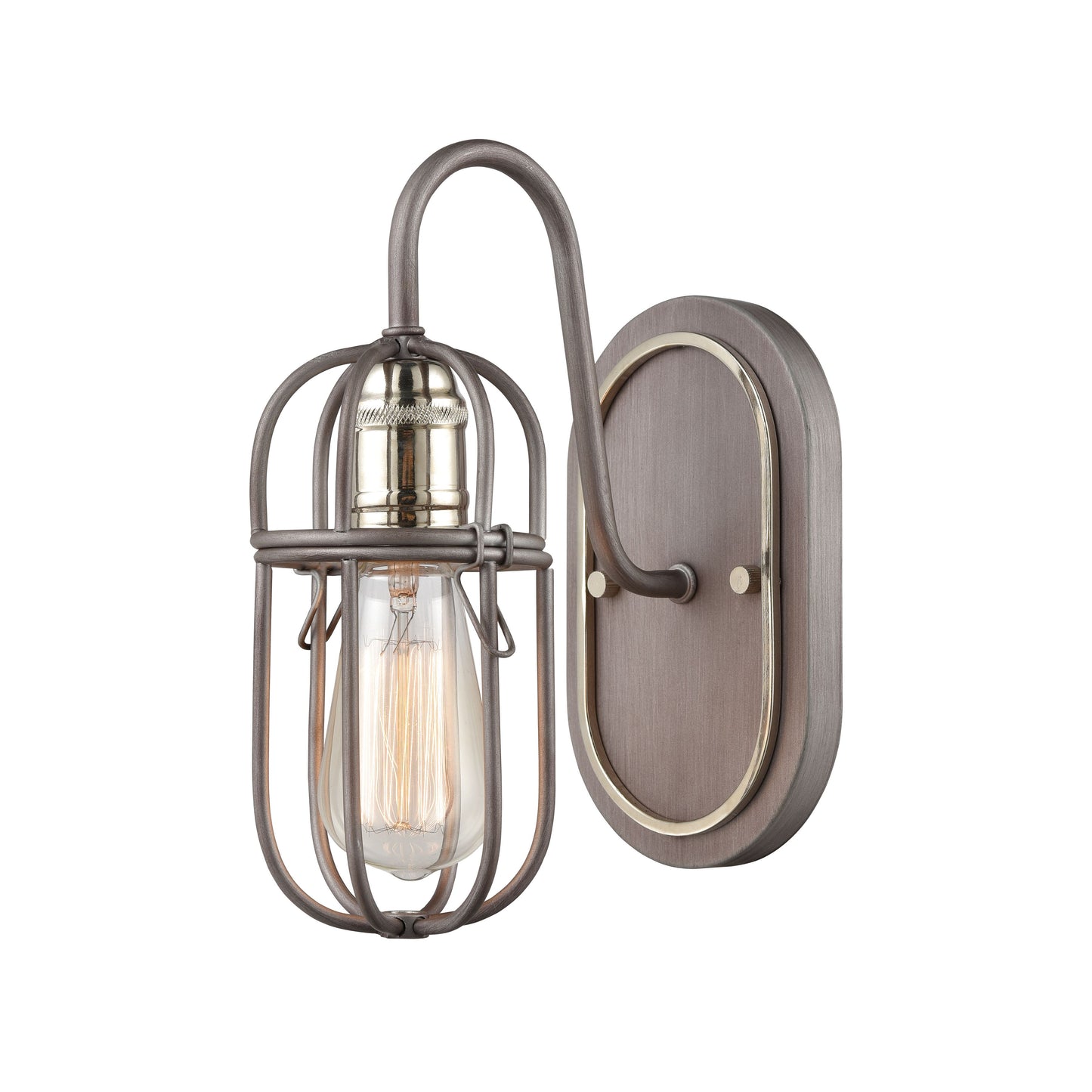 ELK SHOWROOM 55061/1 Industrial Cage 5'' Wide 1-Light Vanity Light - Weathered Zinc