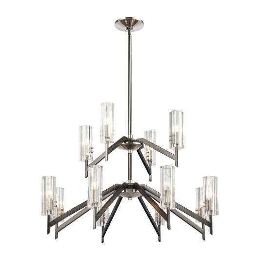 ELK SHOWROOM 55077/8+4 Aspire 30'' Wide 12-Light Chandelier - Black Nickel