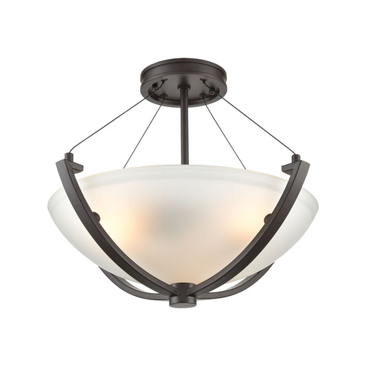 ELK SHOWROOM 55082/3 Roebling 3-Light Semi Flush Mount in Oil Rubbed Bronze with Frosted Glass