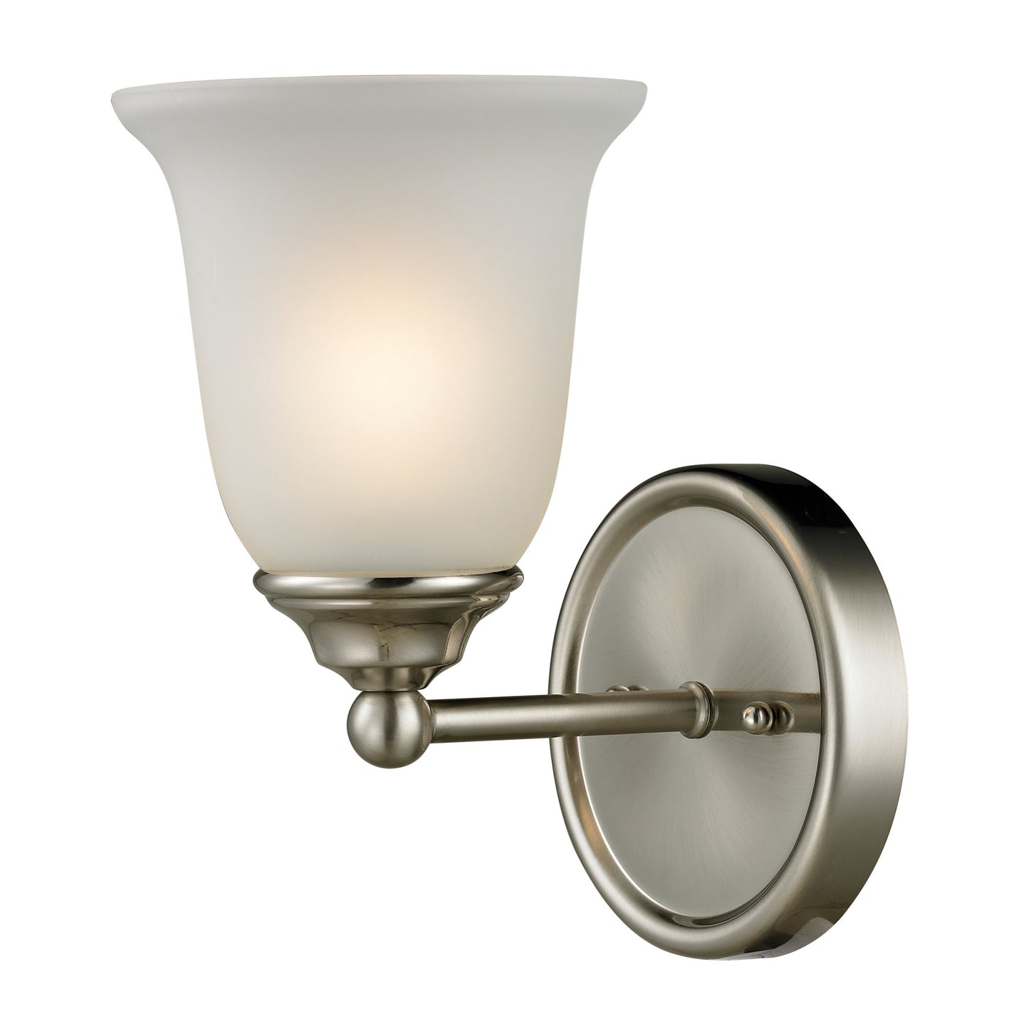 THOMAS 5601BB/20 Sudbury 1-Light Wall Lamp in Brushed Nickel with White Glass