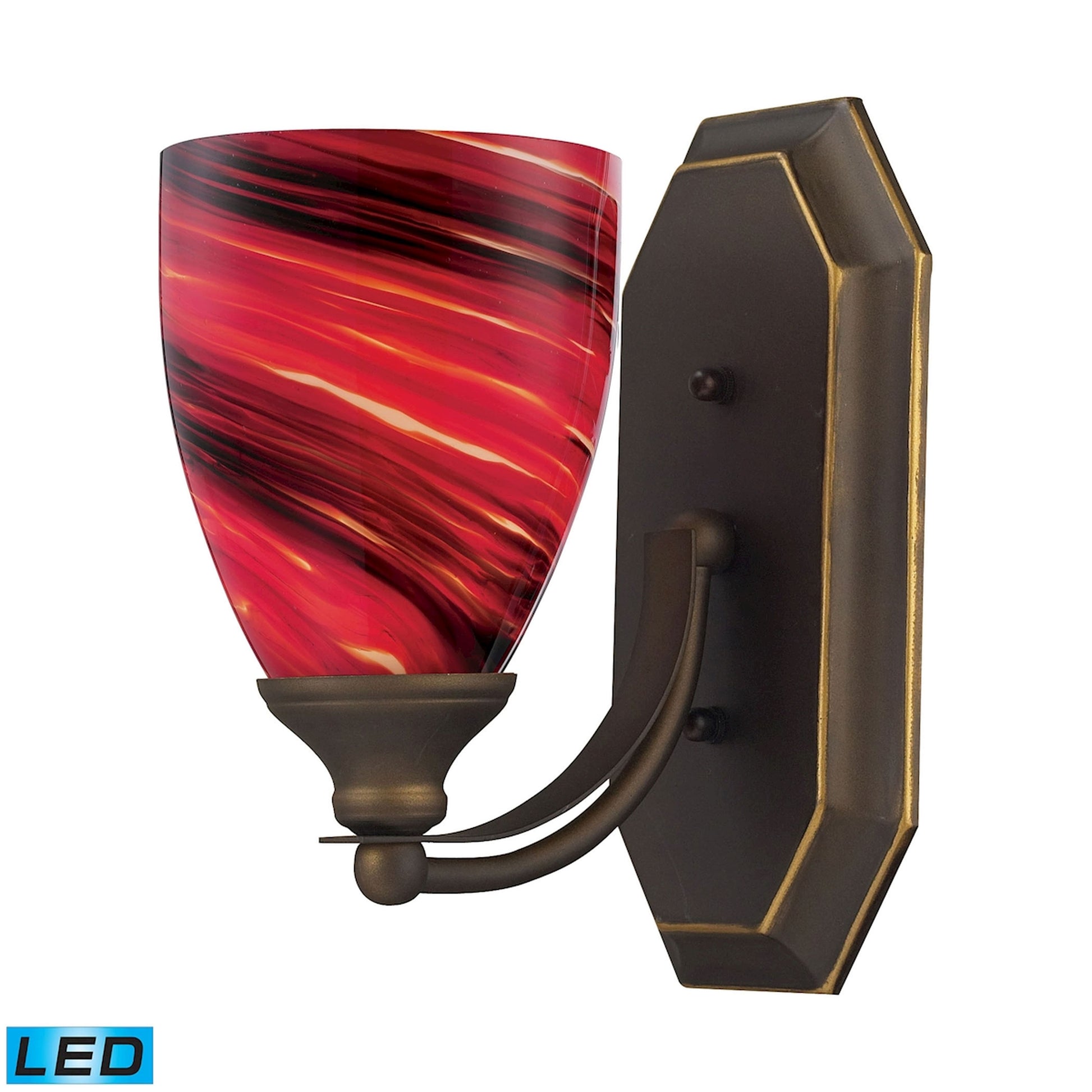 ELK SHOWROOM 570-1B-A-LED 1 Light Vanity In Aged Bronze And Autumn Glass - LED Offering Up To 800 Lumens (60 Watt Equivalent)